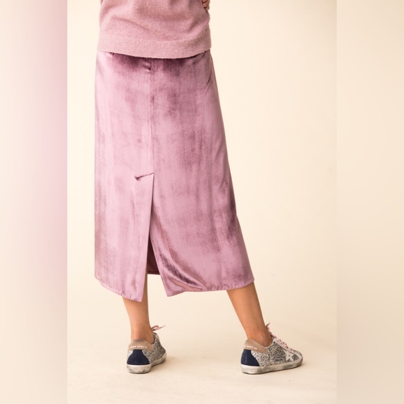 Vince Panne Velvet Purple Midi Skirt Size 4 - Picture 2 of 10
